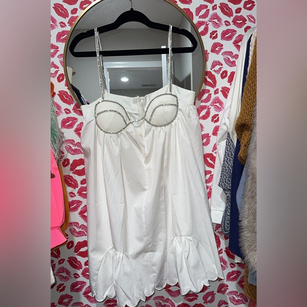 White Women's Beaded Scalloped Dress